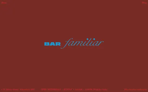 Bar Familiar 品牌標誌，酒紅底色配藍色店名字樣